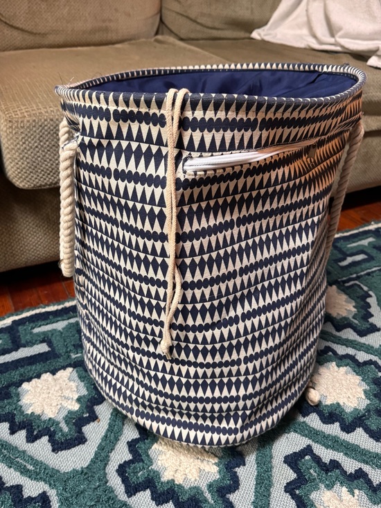 Other - Navy and Cream Geometric Rope-Handle Storage hamper